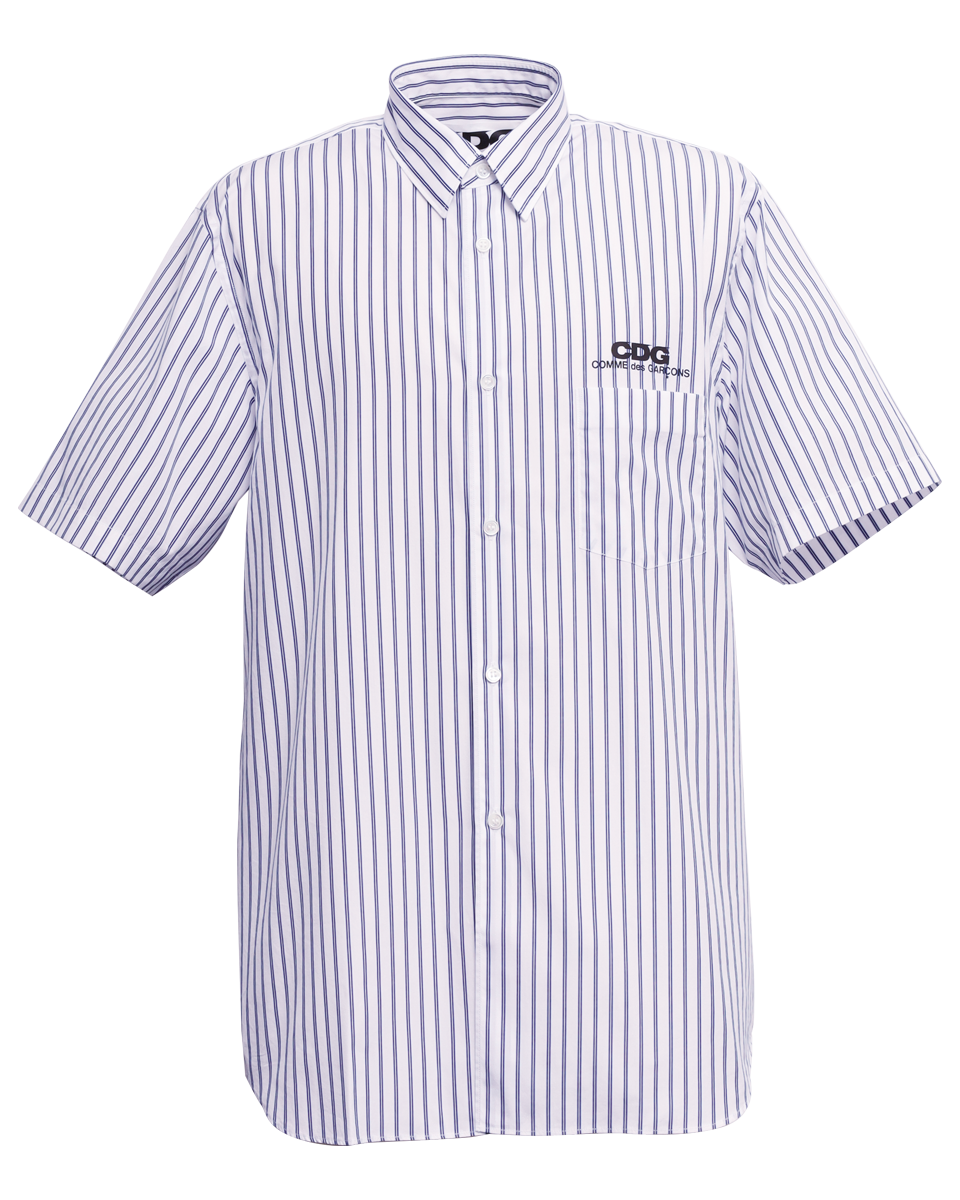CDG CLASSIC SHIRT WITH SHORT SLEEVE / BLUE STRIPE - CDG BY COMME
