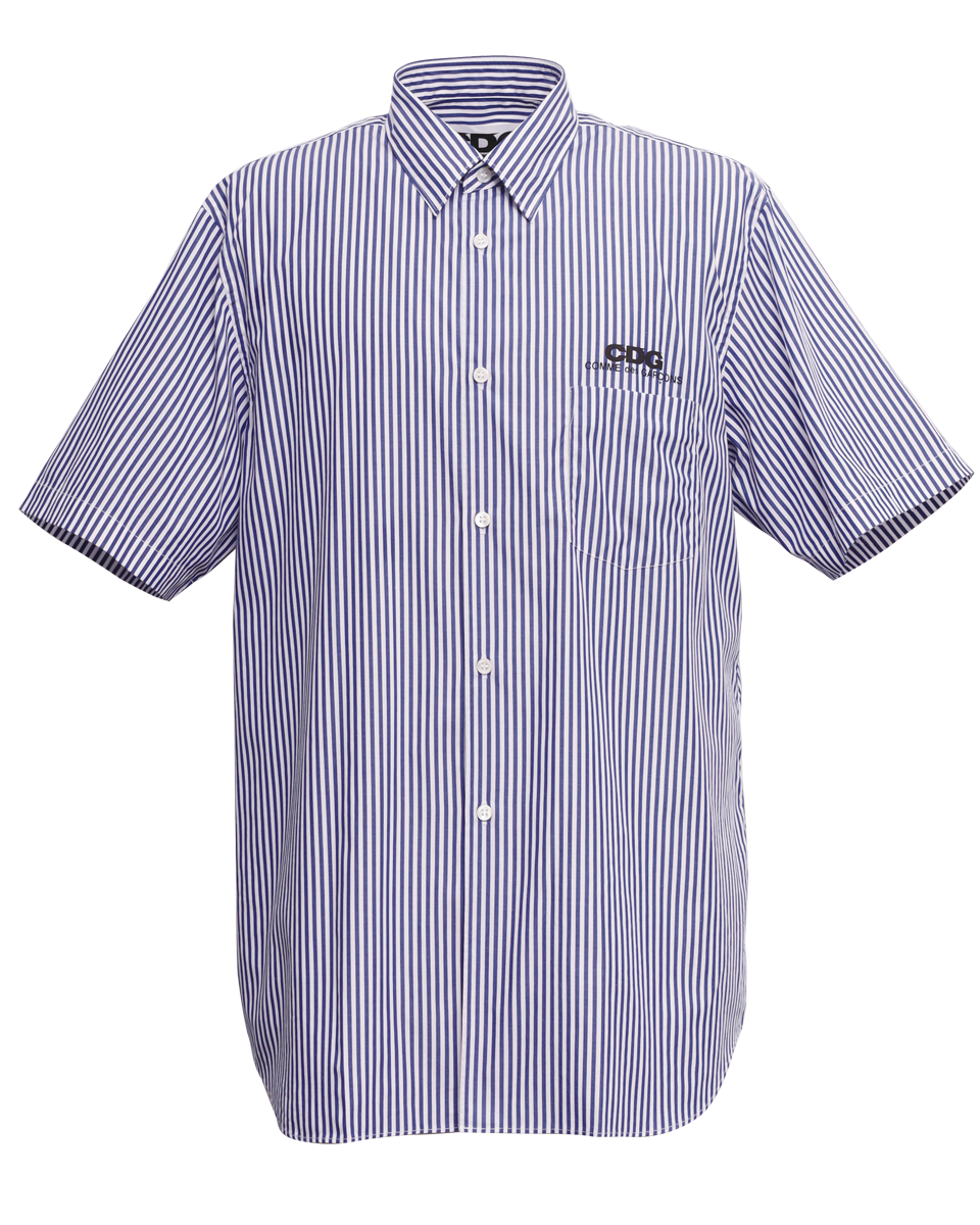 トップス COMME des GARCONS SHIRT CDGS1PL CDG CLASSIC SHIRT WITH SHORT SLEEVE / BLUE STRIPE - CDG BY COMME